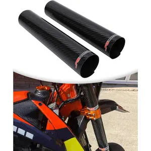 Motorcycle Carbon Fiber Fork Wrap Boots 270mm Front Shock Covers Gaiters Guard Protector for Most Dirt Bikes 2 PCS