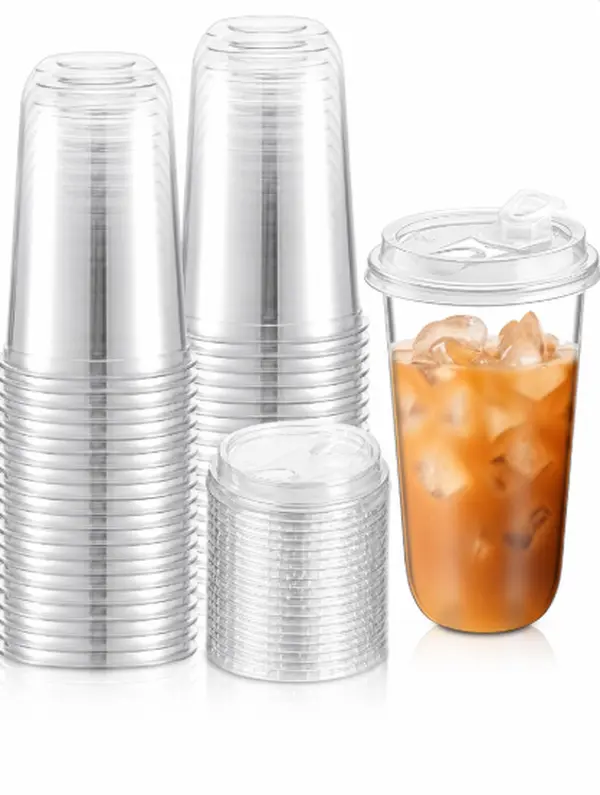 15oz disposable plastic coffee cup Mexican cup beverage Straw Cups Clear Cups With Lids