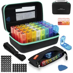 BEFUNZL Monthly Pill Organizer 2/3/4 Times a Day, Medicine Organizer Box with Portable Hard Shell and Pill Cutter, 31 Day Pill holder with Weekly Pill Bag 2/3/4 Times a Day