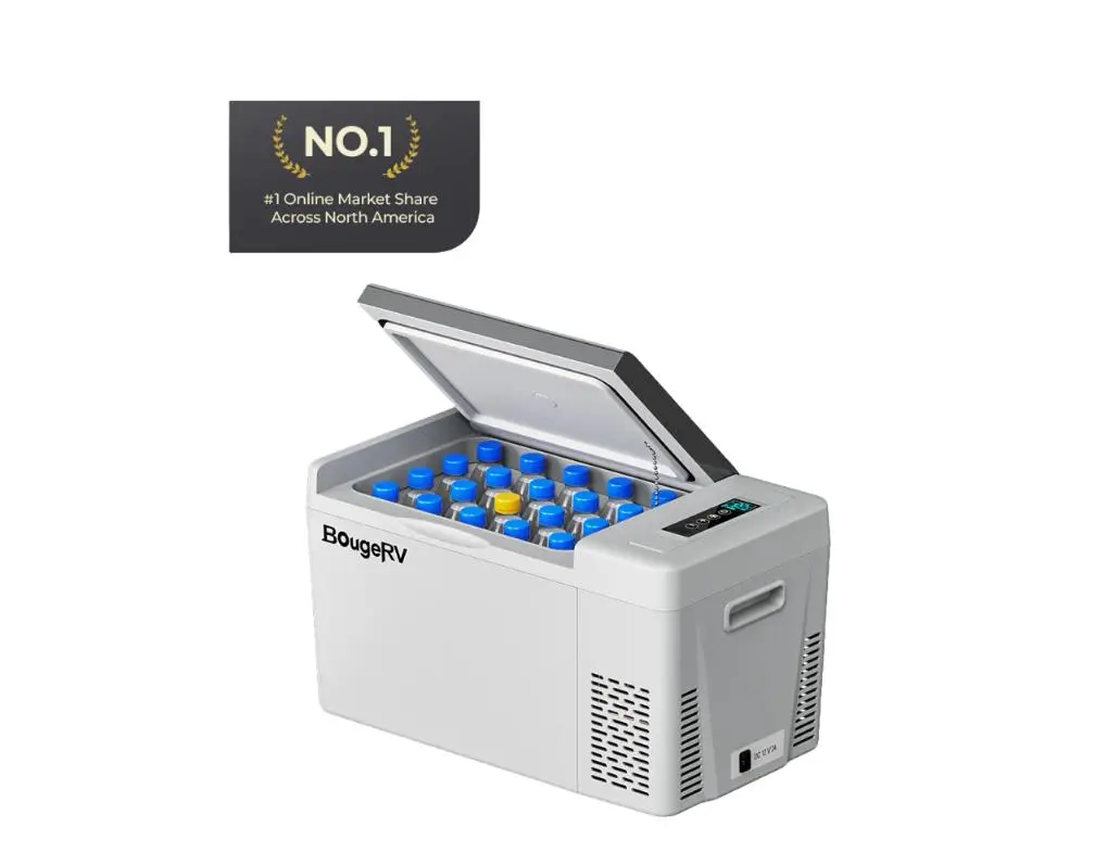 【BougeRV 23 Quarts Portable Fridge】 Camping Travelling  Freezer Road Trip Cooler BougeRV portable fridge 23 Quarts  Refrigerator 12/24V DC 110~240 Volt AC for Truck Van RV Camper -7℉~50℉