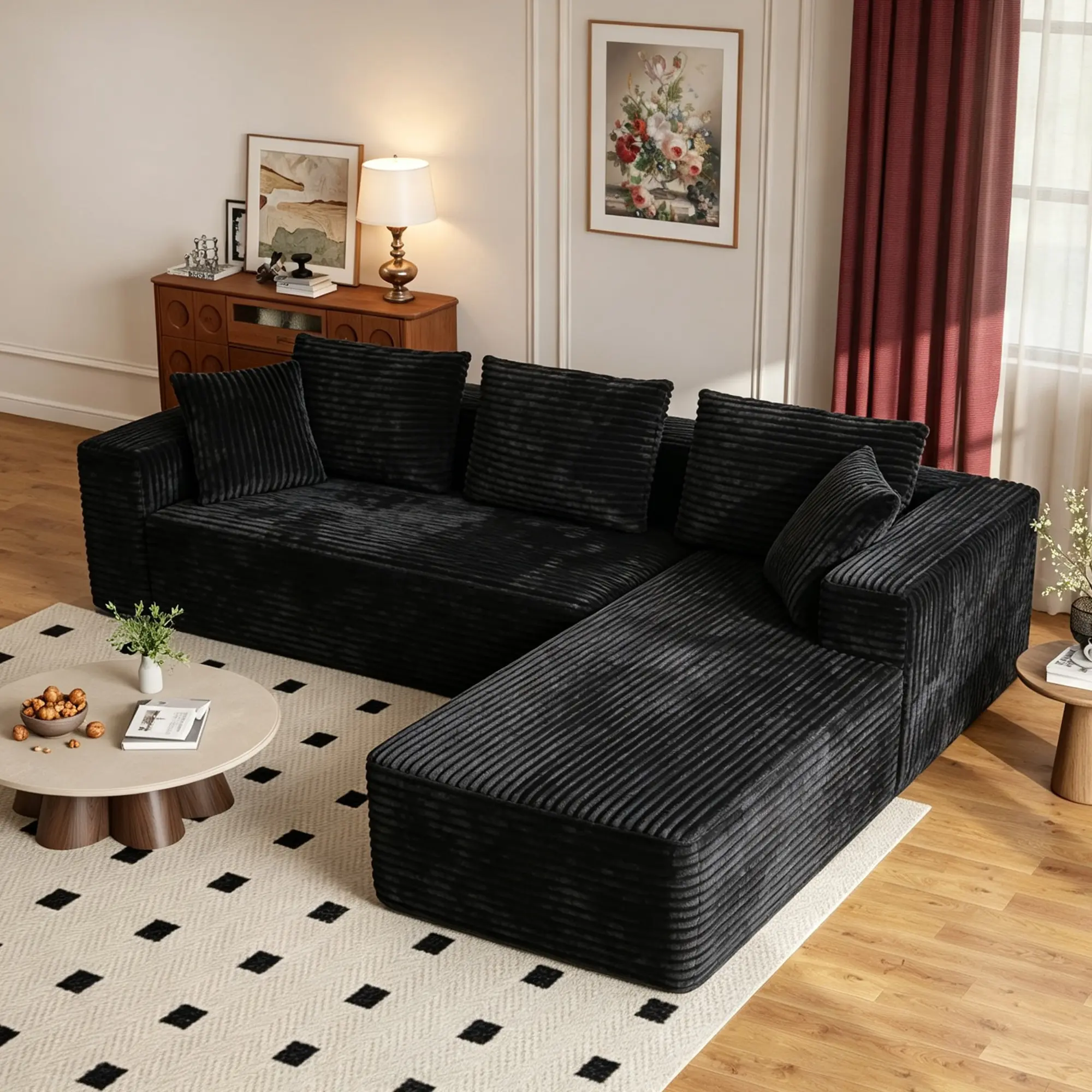 106in-Black Right Chaise