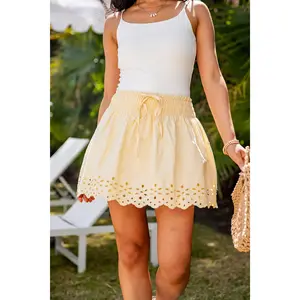 Honey Blossom Eyelet Yellow Mini Skort