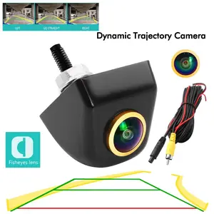 Rear View HD Night Vision Backup Camera with Dynamic Trajectory Guide Line, Golden Fisheye Lens for Safe Parking and Reverse Driving