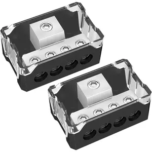 4 Way Power Distribution Block  Audio 0/2/4 Gauge Input 4/8/10 Gauge Output Amp Ground Distribution Block Splitter - 2 count