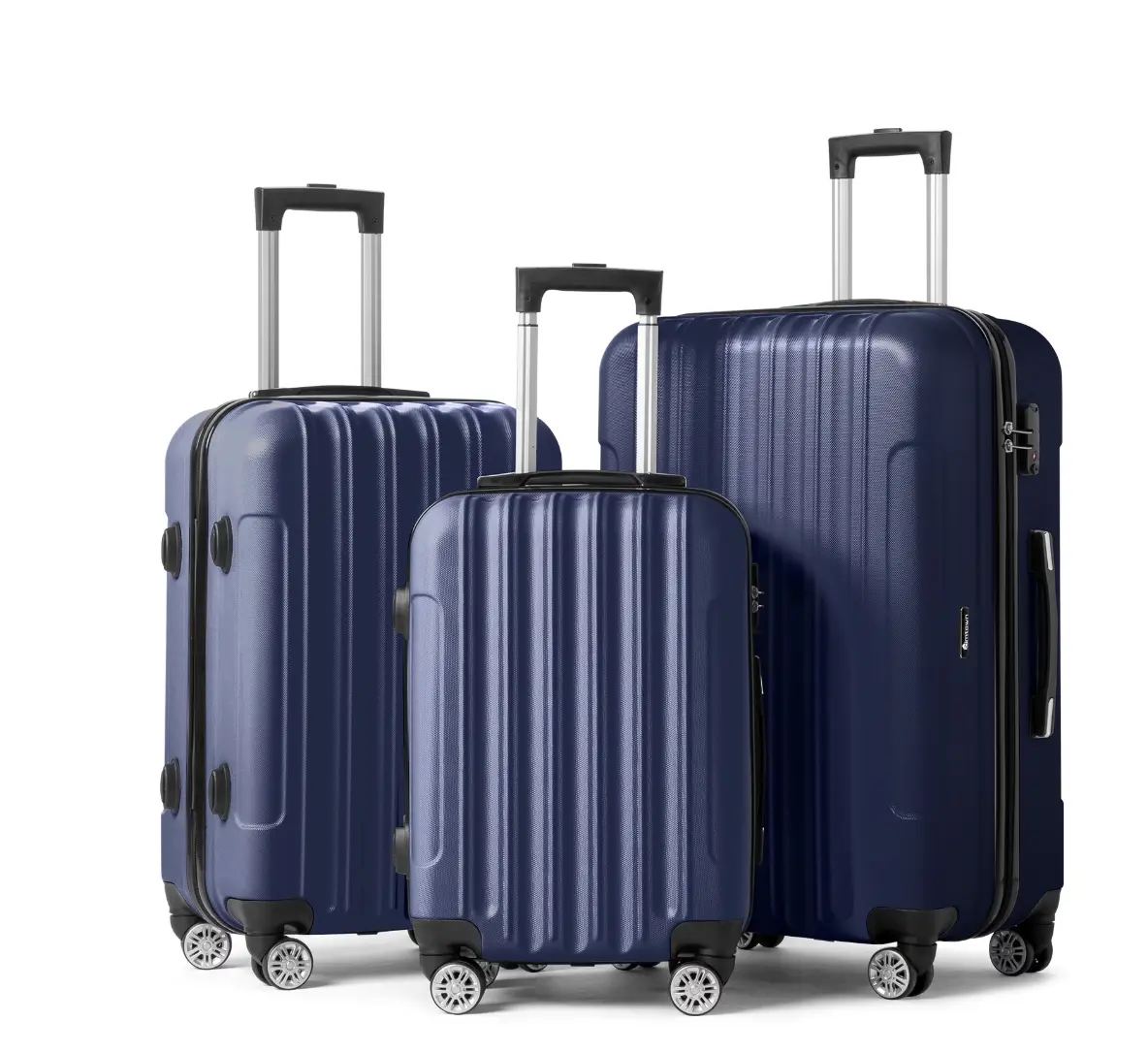 3 Piece Nested Spinner Suitcase Luggage Set With TSA Lock Navy Blue