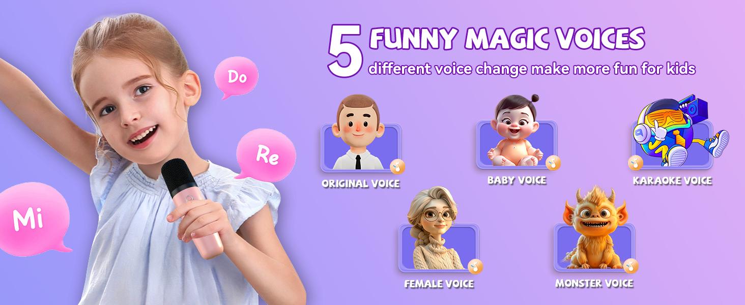 Mini Karaoke Machine for Kids Girls Boys - Birthday Gifts for Ages 4 5 6 7 8+ Year Old - Portable Bluetooth Speaker with 2 Wireless Microphone - Kids' Instrument Accessories - Pink