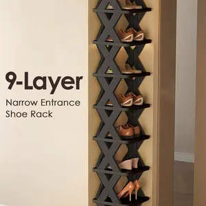Newly Upgraded 9/8-Tier Narrow Shoe Rack, Vertical Shoe Racks, Shoe Rack Tower, Save Space, DIY Freestanding Organizer, Ideal for Entryways & Wardrobes, Fits Shoes Size 42-43