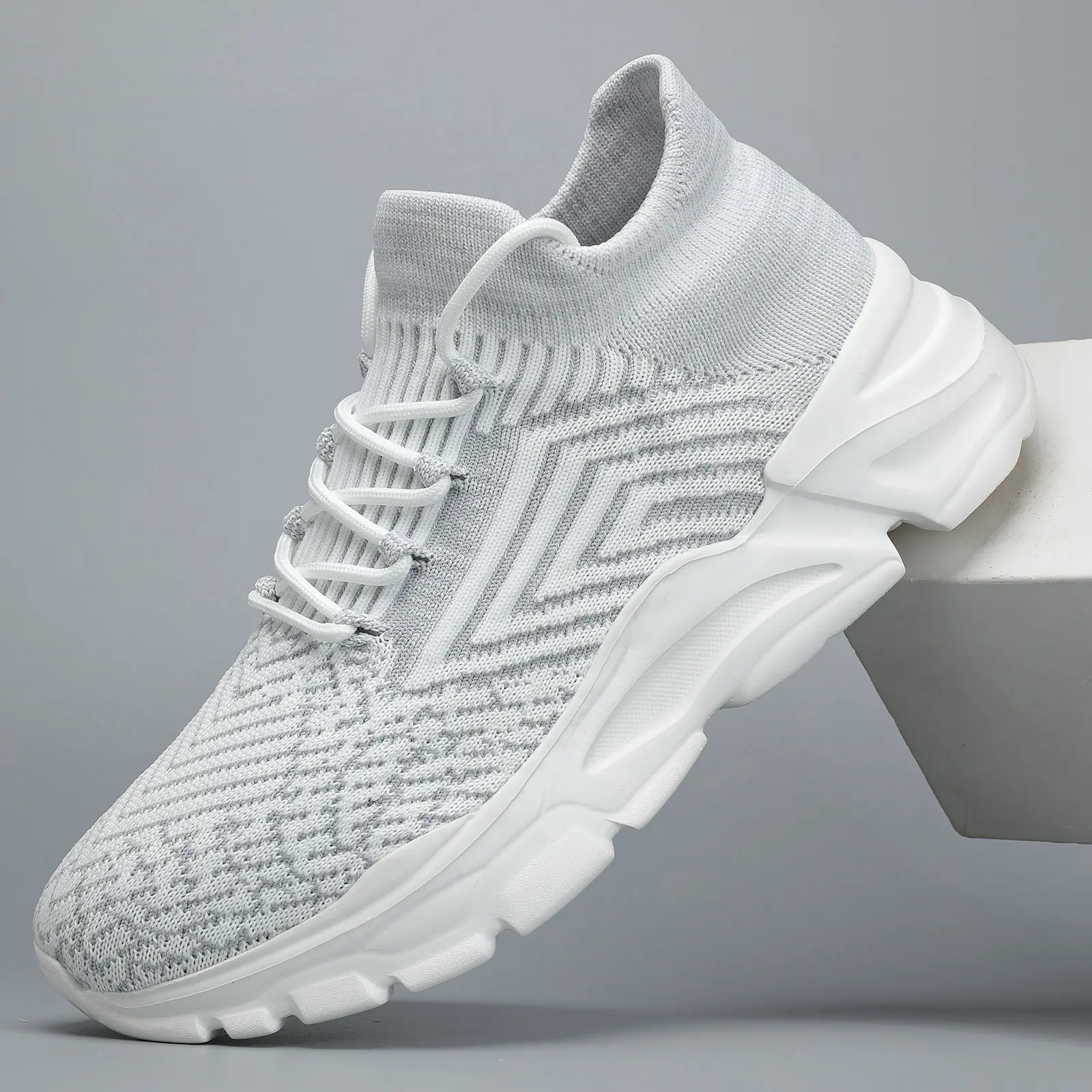 New Men's Lightweight Socks Breathable Comfortable Sports Leisure Shoes in Blue Knit Design Closed Trainer Sneaker Runner Training Running Athletic Boy Footwear Casual Bridal