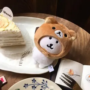 Kawai Rilakkuma Relaxed Bear Headgear 10cm Cotton Doll Pendant Jewelry Replacement Hooded Bear Kitten Headgear Doll Decor Gift