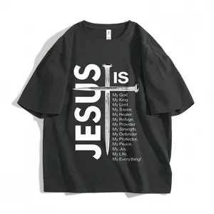 Jesus Is My Everything Nail Cross Christian Graphic T-Shirt, Inspirational Religious Faith Aesthetic Unisex Oversized Cotton Casual Short Sleeve Tee