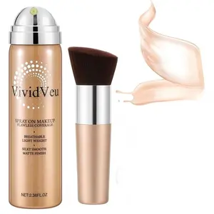 VIVIDVEU Concealer & Foundation Cosmetic Set - High-Coverage Smooth Creamy Matte, Spray Makeup, Flawless Complexion, for Mature Skin & All Skin Types, Light Beige Natural Nude #NaturalShades, Ideal Christmas Gift, Concealer Cosmetic