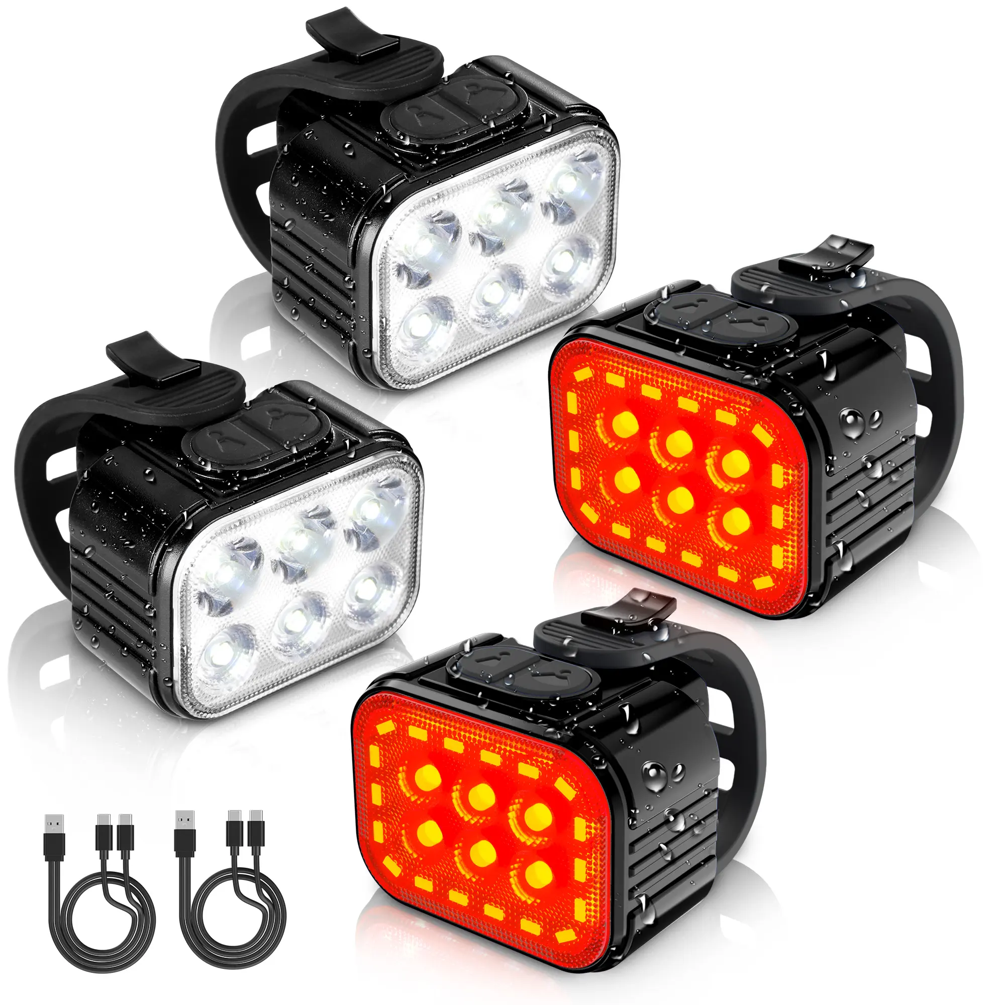WORKPRO Bike Lights Set [8+13 Modes], Rechargeable Bicycle Light Set Ultra Bright, IP65 Waterproof Bike Lights for Night Riding, 1200mAh Bike Headlight and Tail Light Reflectors