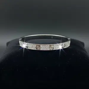 Moissanite Love Bracelet Bangle with Paved Diamonds