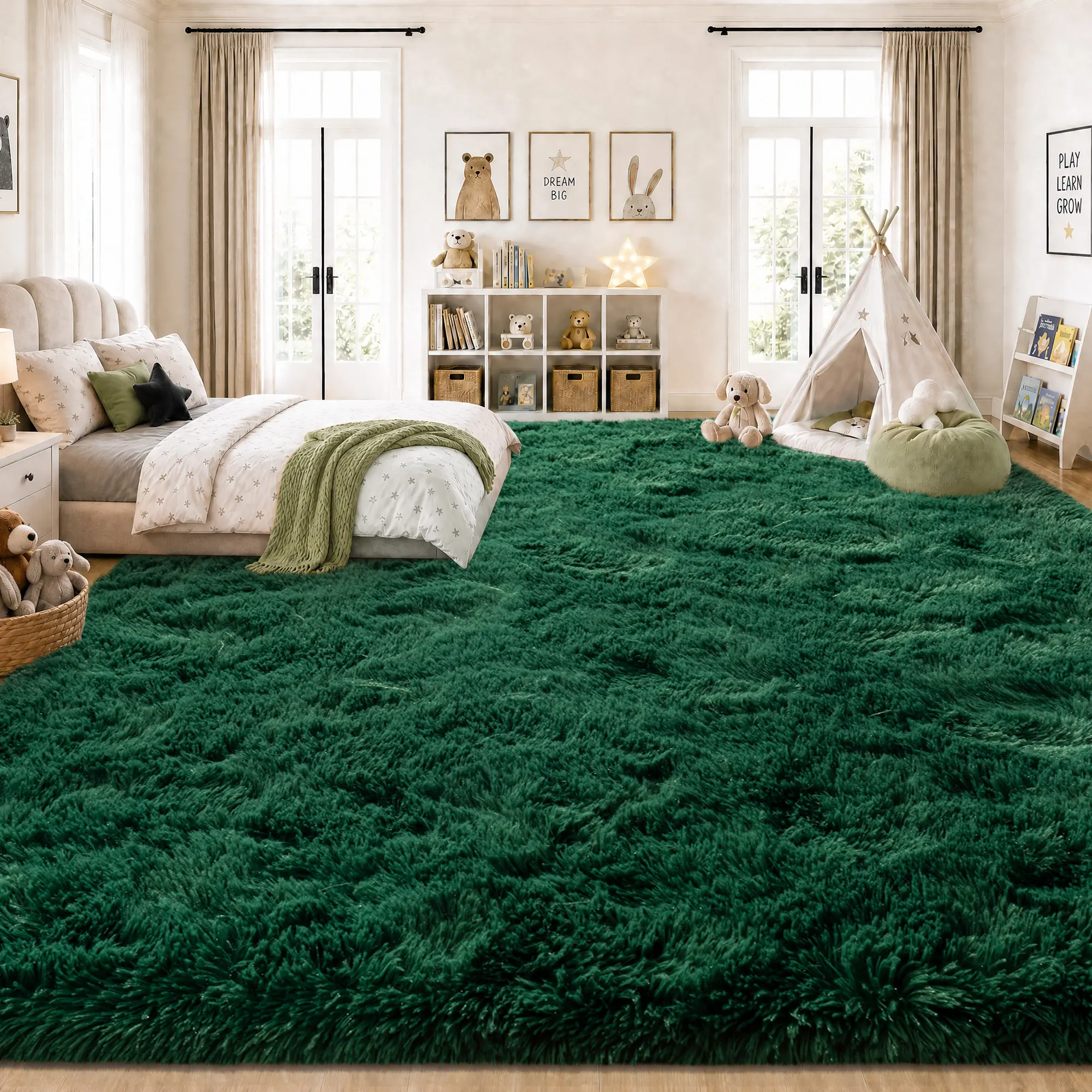【Summer Sale Deals】【Moving Season】REZUTAN Ultra Fluffy Shaggy Leopard Area Rug, Soft Plush Carpet for Living Room Bedroom Kitchen Bathroom, Includes 4 Free Anti-Slip Stickers | Back to School, Animal Print Rug, Indoor Use