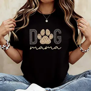 Dog Mama, Retro, Vintage Tshirt, Women's Crew Neck, Crewneck
