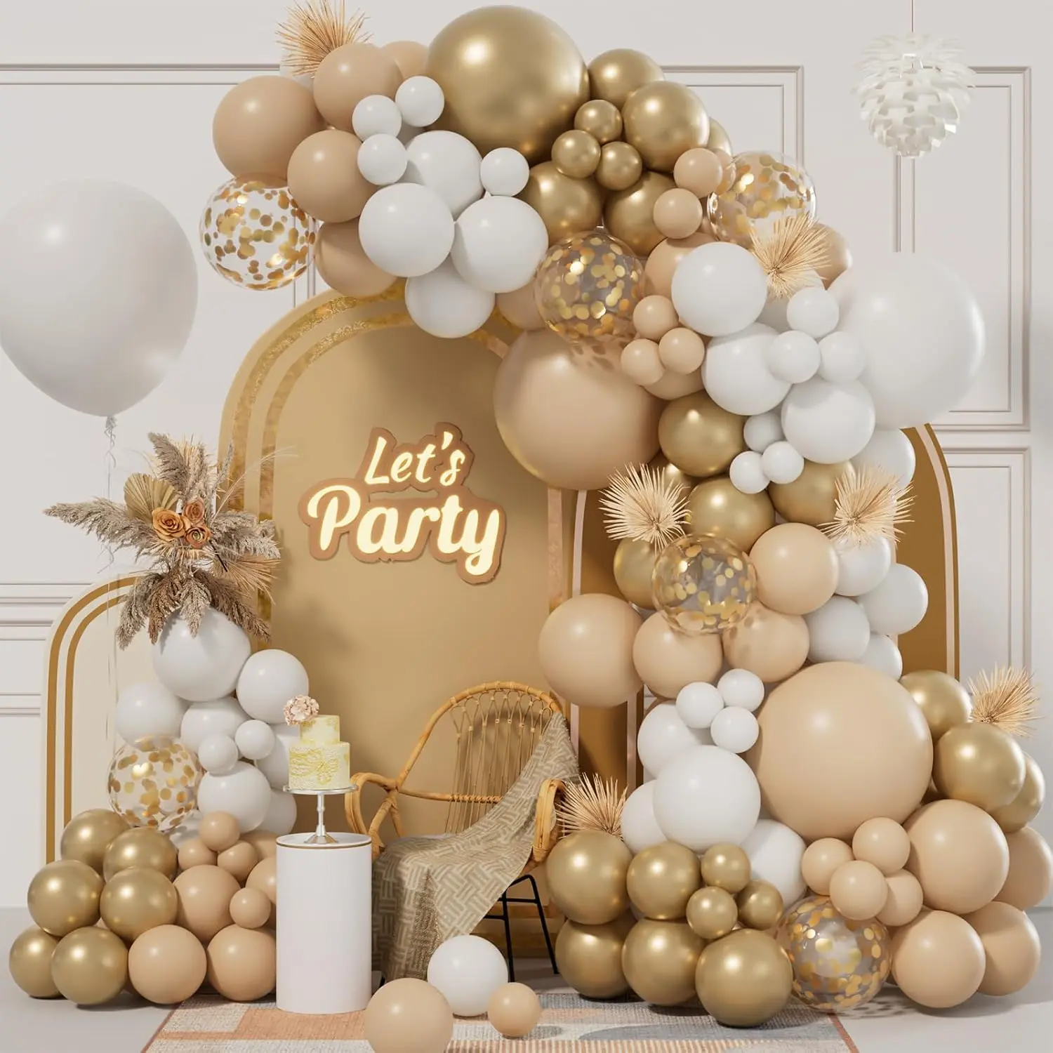 161 count White Sand  Balloons Garland Arch Kit with White Nude  Balloons  Confetti Balloons for Boho Wedding  Bridal Shower Engagement Anniversary Birthday Backdrop Decorations