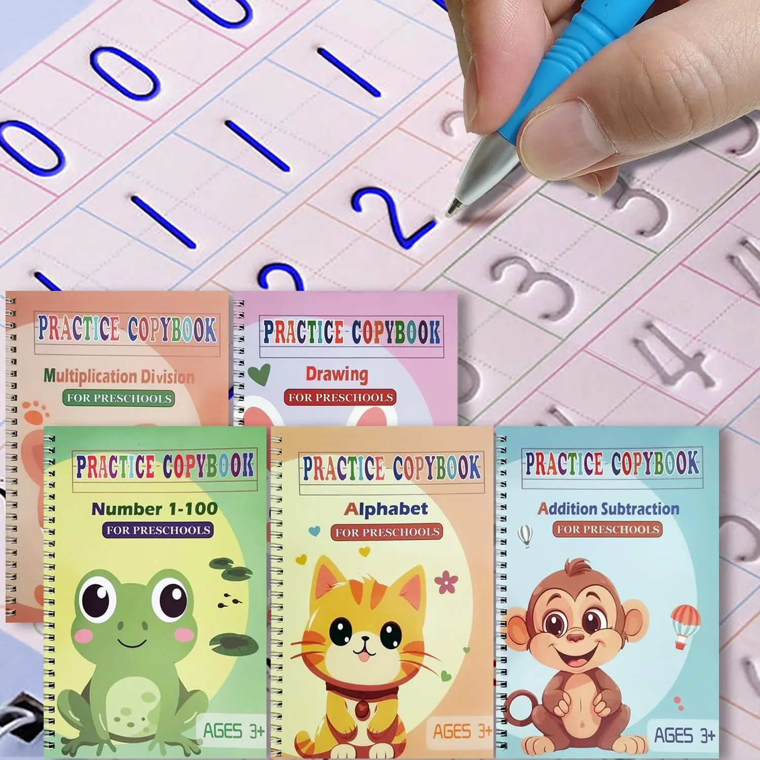 Grooved Handwriting Workbooks,Magic Copybook,Magic Writing Practice copy books, to help  improve their handwriting ink Practice  3-8 Calligraphy for ( edition)