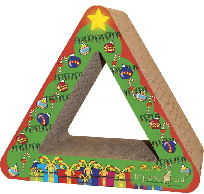 Imperial Cat Small Festive Christmas Tree Vertical Scratcher - 13.75" Height Pet Cat Furniture, Play & Scratch Post, Purr-Fect Holiday Fun Present, Made with Minimum 30% Recycled Materials, 100% Recyclable