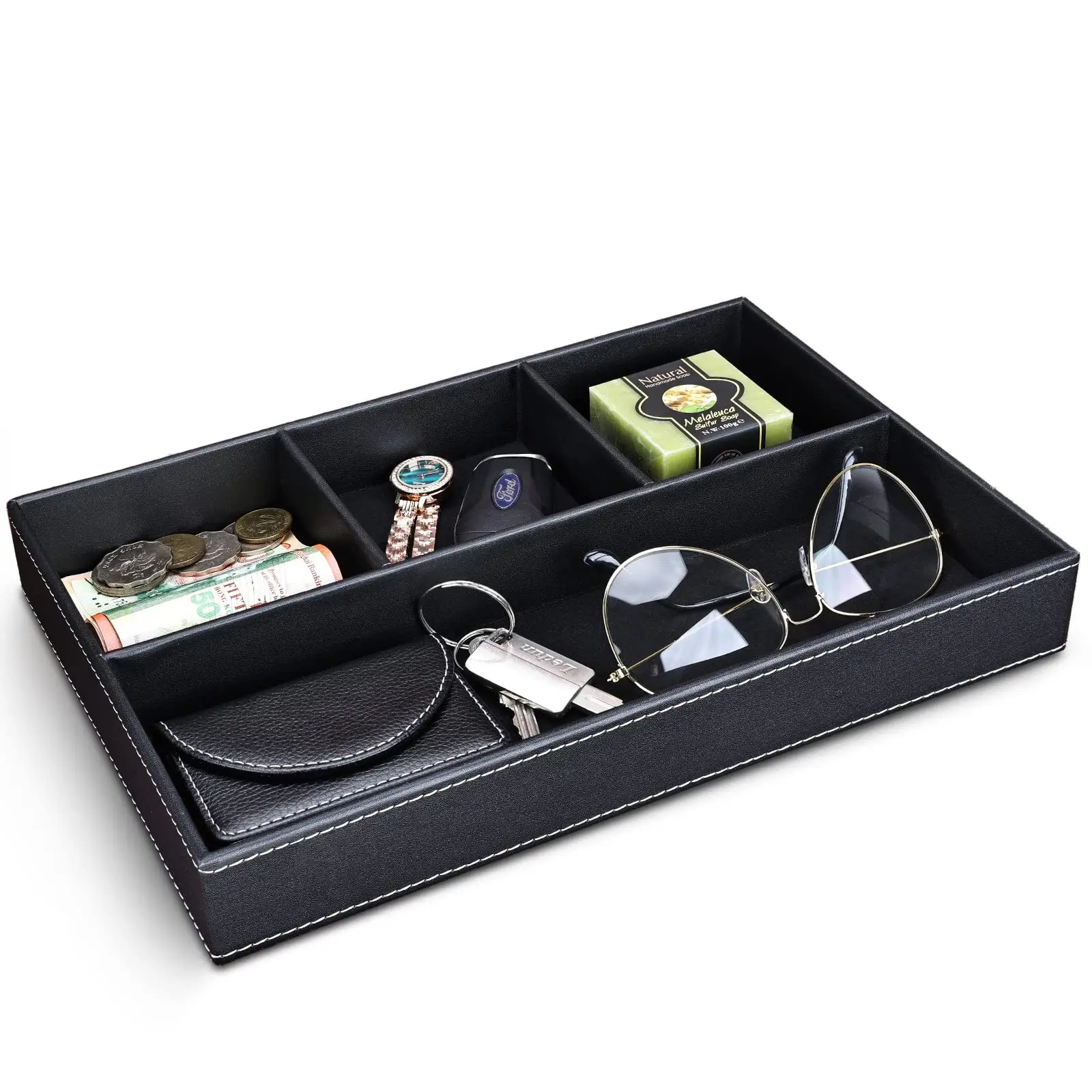 Faux Leather Storage Tray, Stackable Jewelry Drawer Organizer, Bedside Table Organiser, Edc Storage Tray, Versatile Organizer