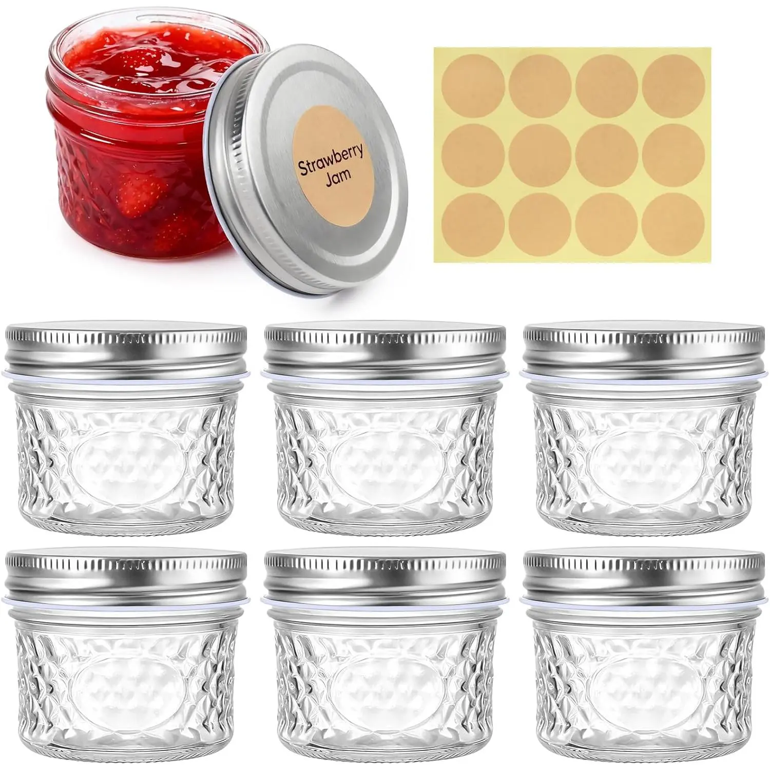 6-Pack 100ml Round Transparent Glass Sealed Jar Set with Screw Lids - Kitchen Storage Containers for Overnight Oats, Bath Salt