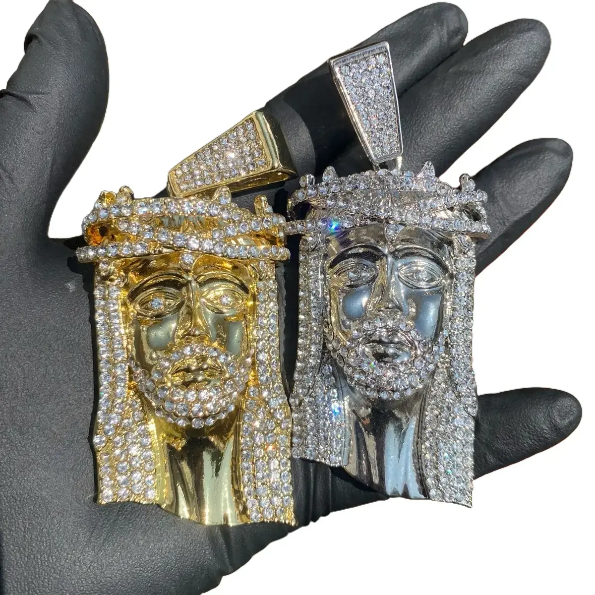 Large Iced Bling Out Religious Jesus Head Hip Hop Pendant