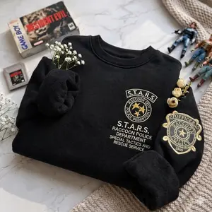 Raccoon City Police Embroidered Shirt, Resident Evil Embroidery Sweatshirt, Custom Rpd Officer Hoodie, Survival Horror Gamer Top