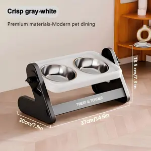 Adjustable Elevated Dog & Cat Bowl Stand - Sturdy Raised Feeder with 2 Stainless Steel Dishes, Anti-Vomit Ergonomic Neck Protection, Better Digestion, Non-Slip Base, Easy-to-Clean Indoor Station for Small Pets | Pet Supplies Accessory