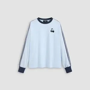 Cider [size 2-10]  Round Neckline Cherry Embroidery Contrasting Binding Oversized Sweatshirt SwimWeek