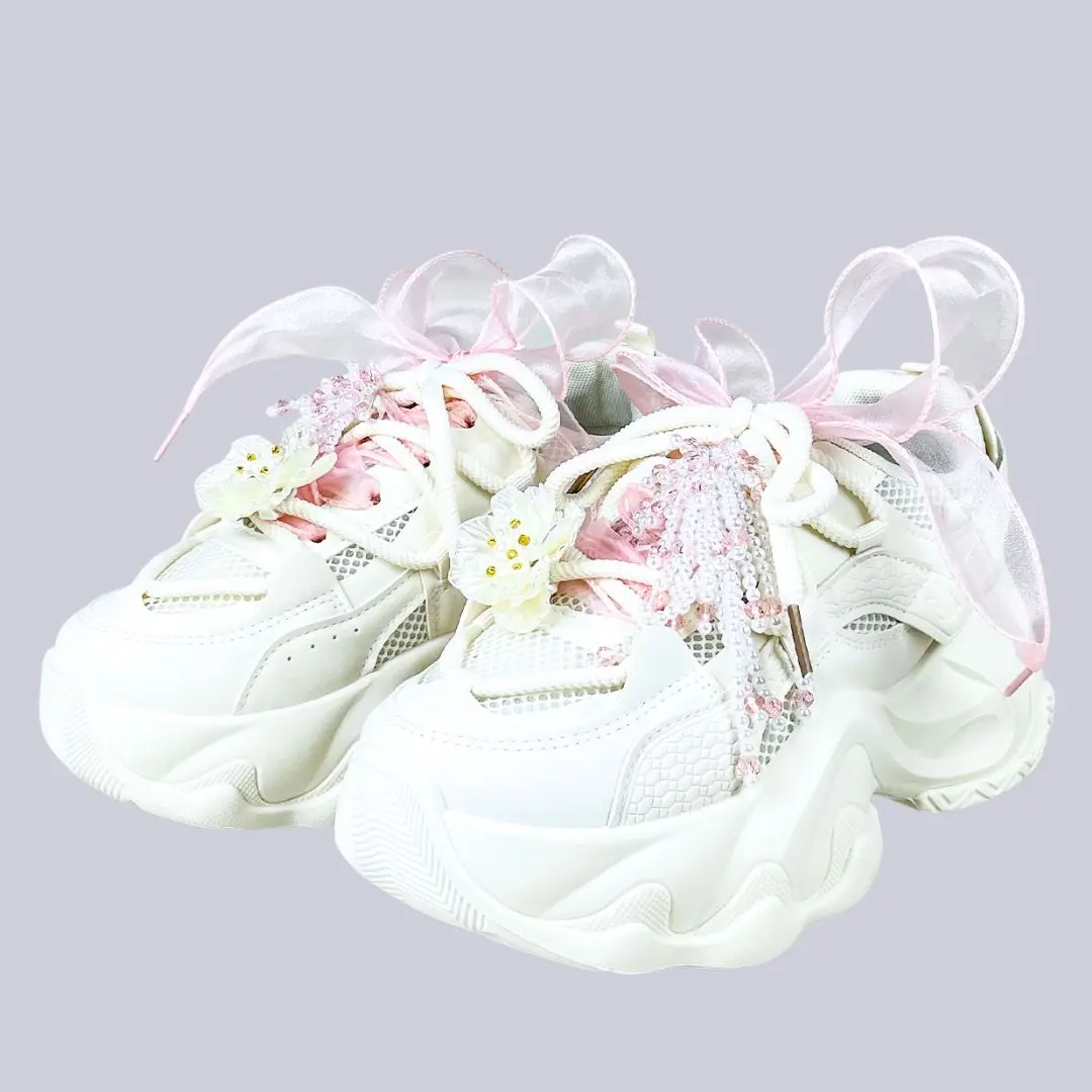 Cherry Blossom Pearl Kawaii Chunky Sneakers – Unisex