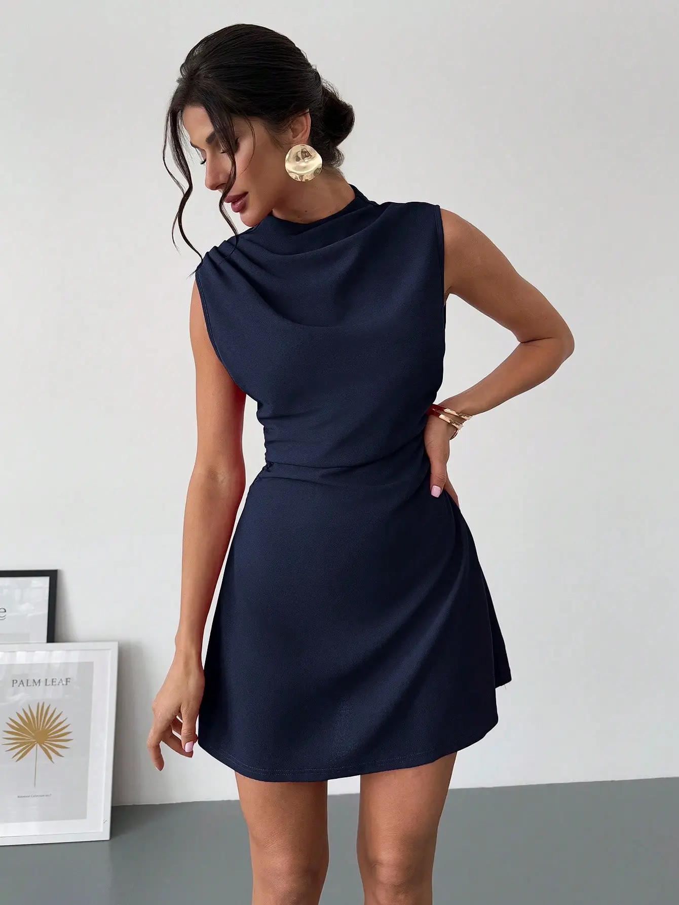 Women’s Elegant Pleated Ruffle Mini Dress - Sweet A Line Backless Party Vacation Dress Summer Beach Holiday Outfit Women, romantic mini dress women, casual chic dress women