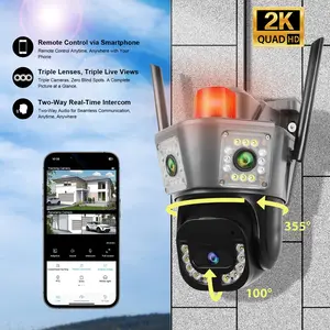COOHILIGH   Smart Security Camera. WiFi Outdoor Security Camera. Triple-lens system, 1080P HD resolution, AI human tracking, color night vision, 355° pan-tilt rotation, IP65 waterproof rating. Ideal for home/farm surveillance systems. Security camera.