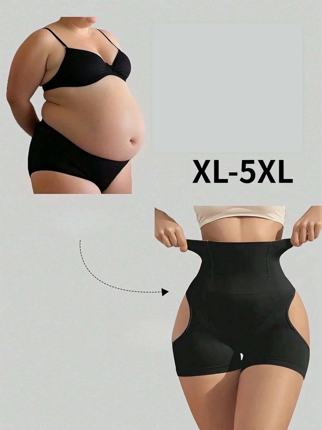 Women's Plus Size Seamless High-Waist Compression Shapewear Panties - 1 Count Hollow Breathable Abdominal Support Underwear with Tummy Control for Daily & Party Use