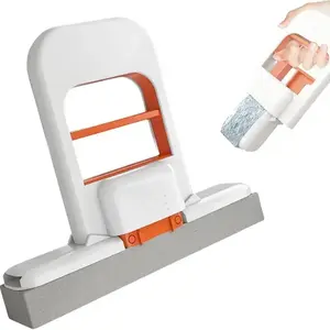Mini Mop 2026 New Upgrade, Portable Self-Squeezing Sponge Mop Wet & Dry Dual Use, Orange Small Space Mop for Bathroom Kitchen Desktop Window Glass Cleaning