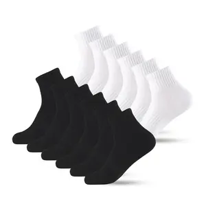 12 Pairs Cushion Quarter Socks with Arch Support Cotton Unisex Athletic Sports Workout Running Comfort Sweat-absorbing Anti-Slip Comfy Value Pack