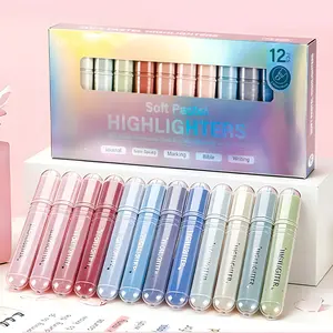 12 Pcs Highlighters Gradient color, Cute Pastel Highlighter Set, Quick-Dry, Soft Chisel Tip, No Bleed Bible Highlighter, Aesthetic Highlighters for Sparkling Note-Taking