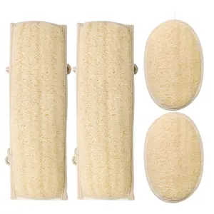 Loofah Wash&Care Set 2piece+2piece Exfoliating Bath Towel & Scrubber Natural Plant Cotton Fibers Eco-friendly for All Skin Types Personal