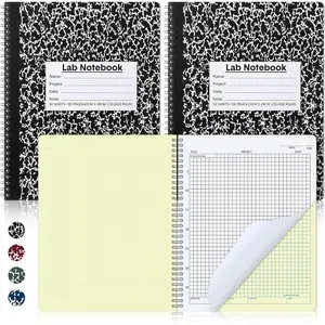 2 Pack Carbonless Lab Notebook Carbon Copy 8.5'' X 11'' Laboratory Engineering Chemistry Computation Notebook Science Grid Contains 50 Sets of Pages 100 Pages Total Coil Binding(Black)