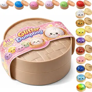 [Blind Box]2026 New Dumpling Squishy Mystery Box Viral, 2026 New Dumpling Squishy Mystery Box, Glitter Dumpling Squishy with Steamer Box, Soft Sensory Fidget Steamed Bun Squeeze Tool for Adult Stress & Anxiety Relief