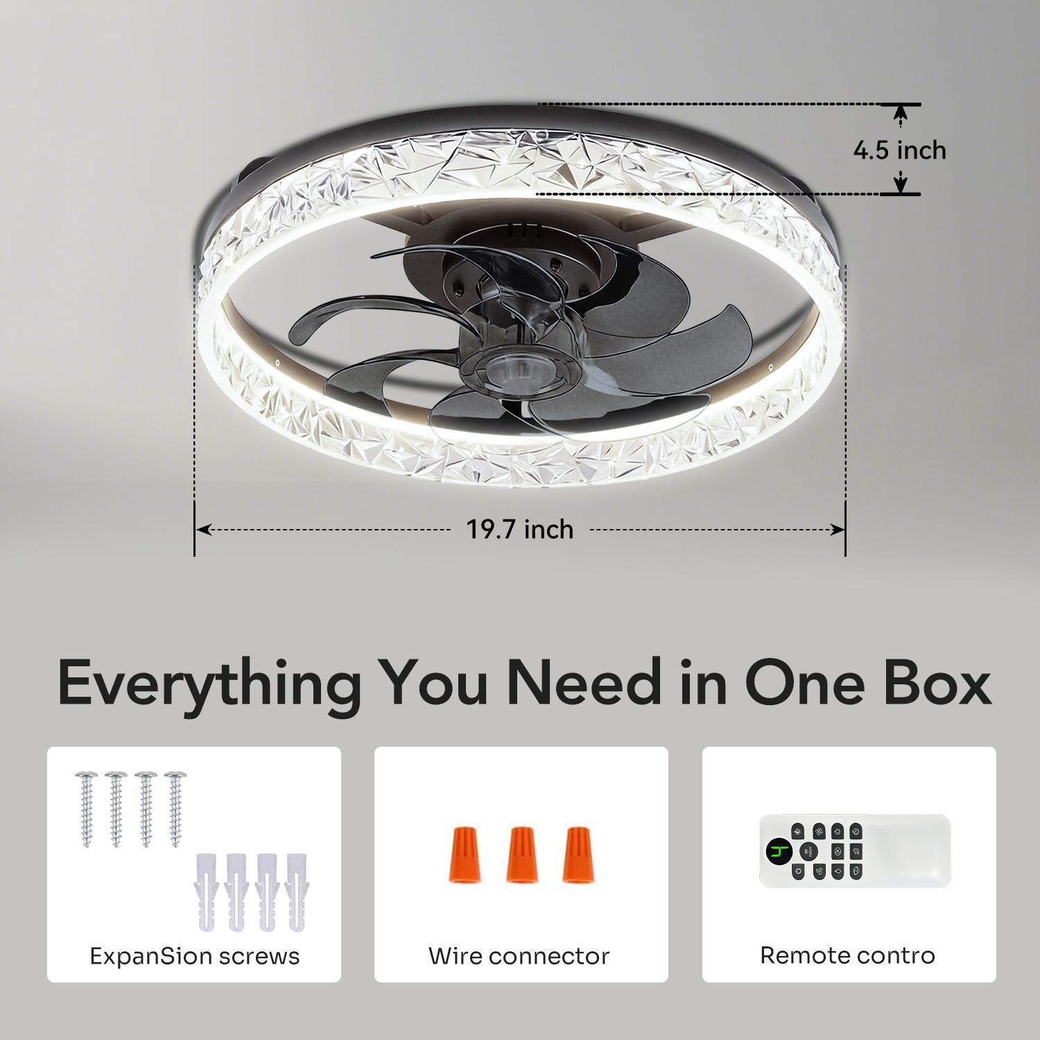 GALENTAL Cristais Multifunctional Ceiling Fan with Light, Remote Control/APP, 6 Wind Speeds, Timing Function, Reversible DC Motor, Adjustable Brightness & 3 Color Temperatures, Low Noise for Living Room, Bedroom, Study, Summervibes