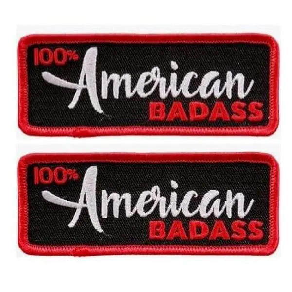 100% American Badass Embroidered [Iron on Sew on Patch 4.0 Inch] 2 Piece for Jackets, Vests, Hats, Backpacks, and Tactical Gears