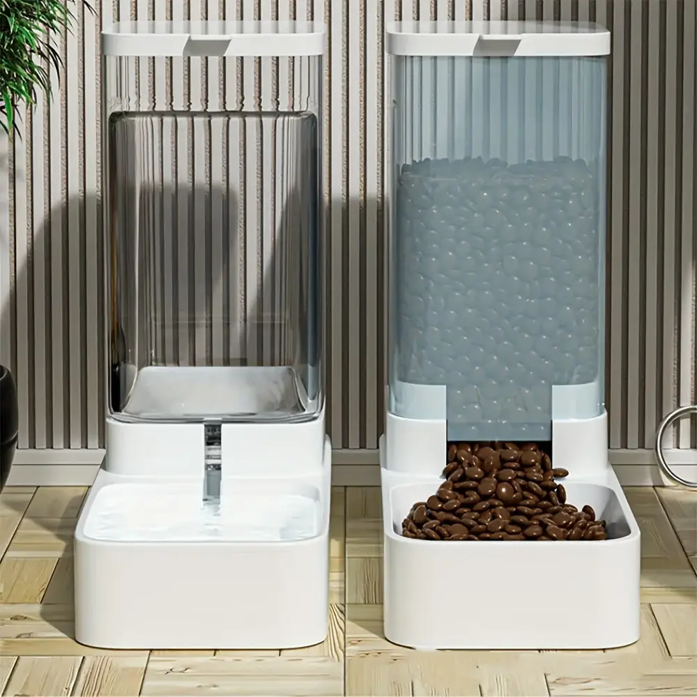 Automatic Pet Feeder Automatic Dog Food and Drinking Water Dispenser Water Feeding Basin Combination Food Storage Is Suitable for Dogs Cats and All Kinds of Pets