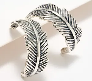 Or Paz Two-Tone or Silver Leaf Earrings, Sterling Silver