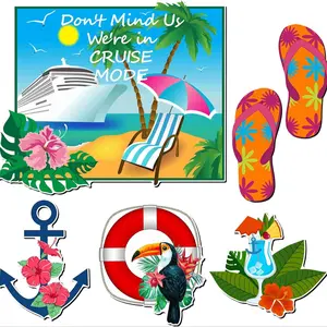 6 Piece Cruise Ship Door Magnets Set, Vacation Style Bath Towel Anchor Steering Wheel Lifebuoy Shapes, Carnival Cruise Room Car Decor Refrigerator Magnet