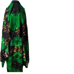 DIRAC SOMAL Abaya - Vibrant Green & Black Tie-Dye Design, Long Sleeve, Loose Fit, Perfect for Casual Wear