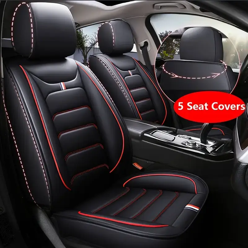 KOLZIIS Car Seat Covers Full Set, Breathable and Waterproof Napa Leather Car Seat Cover, Interior Universal Fit for Cars, Sedans, SUVs, Vans, Trucks Car Seat Protector Car Seat Cushions Vehicle