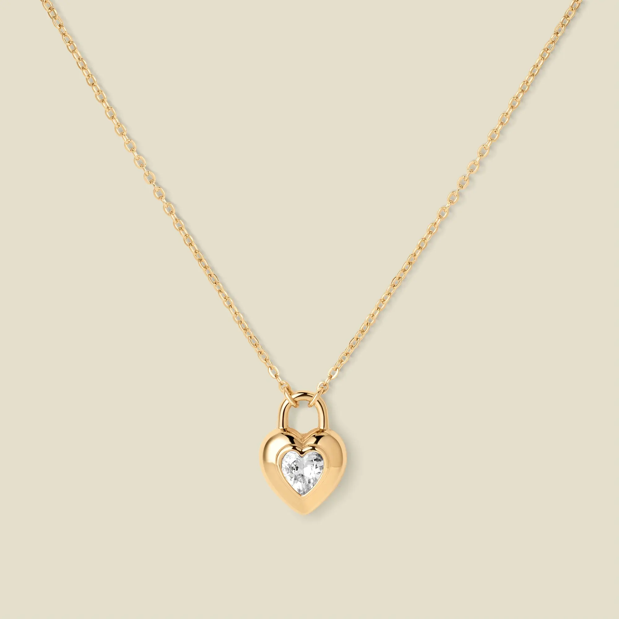 CZ Padlock Heart Necklace | Final Sale