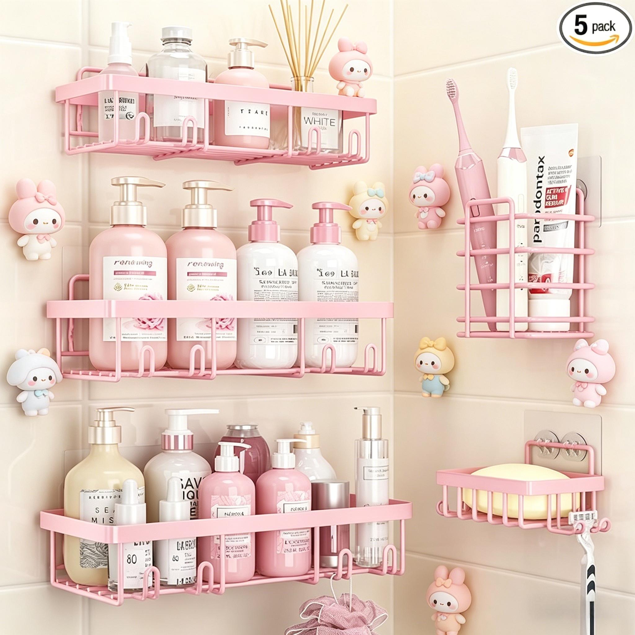 5 Pack Adhesive Shower Caddy - Mother's Day Gift | Rustproof Stainless Steel No Drill Bathroom Organizer Renter Friendly Wall Shelf for Shampoo #tiktokshopmothersday #mothersdaygift #bathroomorganization