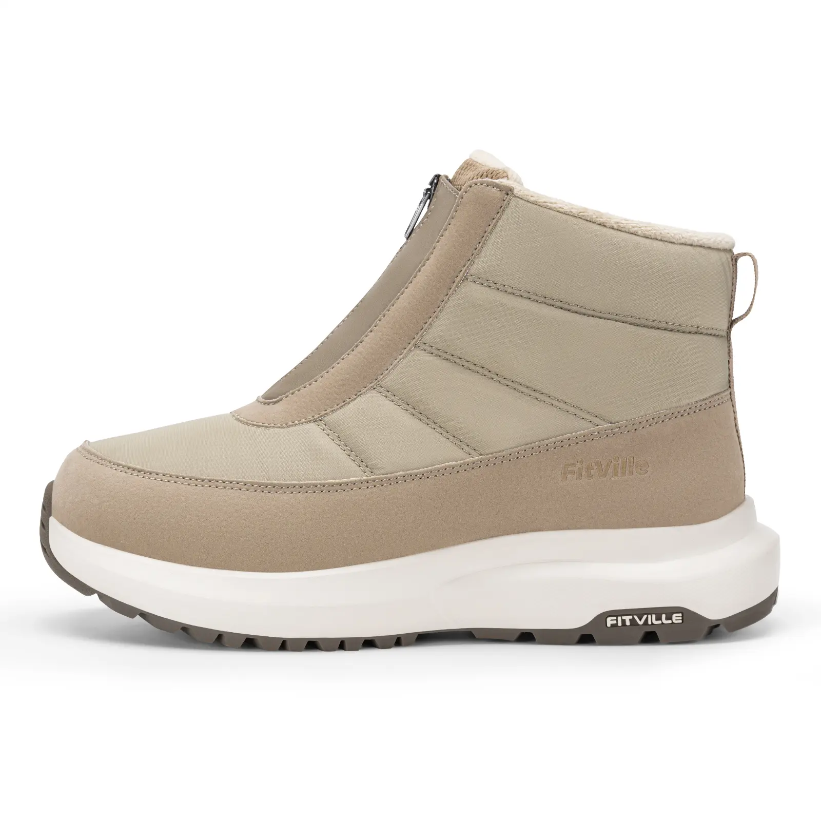 FitVille Women's Extra Wide Ankle Winter Boots - Round Toe, Wedge Heel, Zipper Closure, Warm Insulated, Water Resistant, All-Day Comfort Shoe for Wide Width Footwear sohochic, All Day Wear, Ankle Height, Eva Rubber