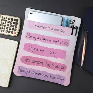 1PC Inspirational Motivational Quote Print Book Cover with Zipper Closure - Book Protector & Storage Bag, Front Pocket Work Organizer for Students, Teachers, Office Supplies, Book Accessories