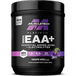 Platinum Essential Amino Acids Supplement with Electrolytes – Pre-Workout Powder for Energy, Muscle Growth & Strength (30 Servings, Grape)
